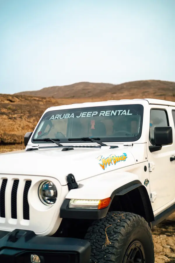 Aruba Jeep Rental Wrangler in the desert hills